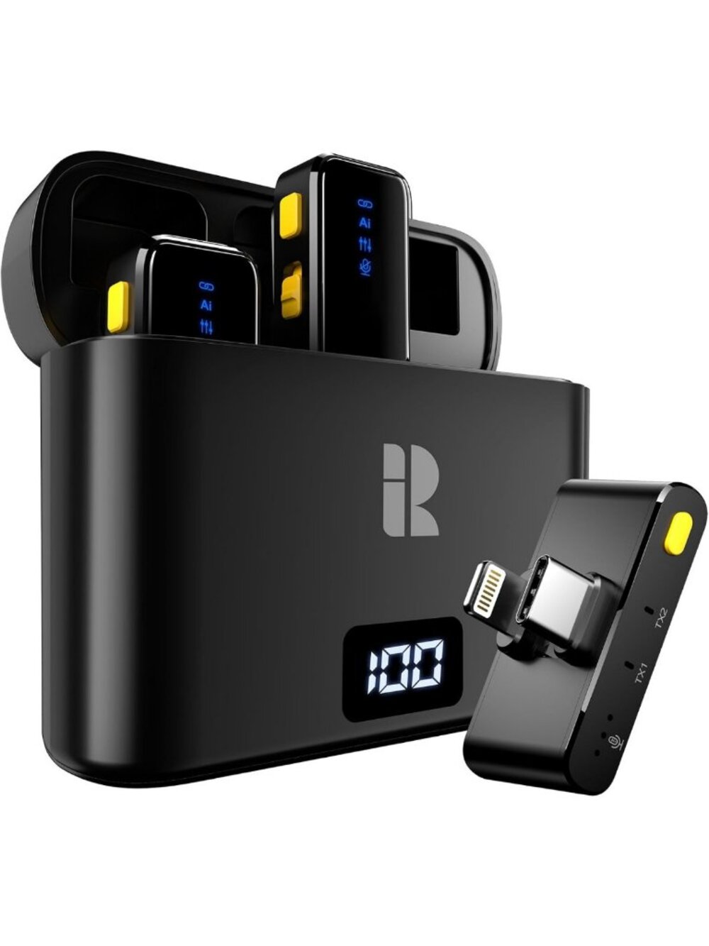 Dual Wireless Lavalier Microphone Set with Charging Case & 50H Battery Life